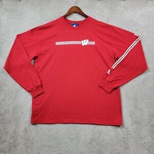 Adidas Shirt Mens XL Red Wisconsin Badgers Long Sleeve Crew Neck Cotton